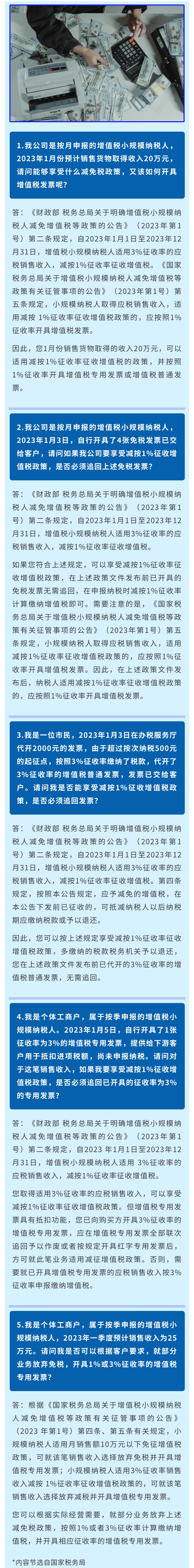 【热点问答】2023 年新出台三项增值税政策即问即答（国家税务总局货物和劳务税司）(图1)