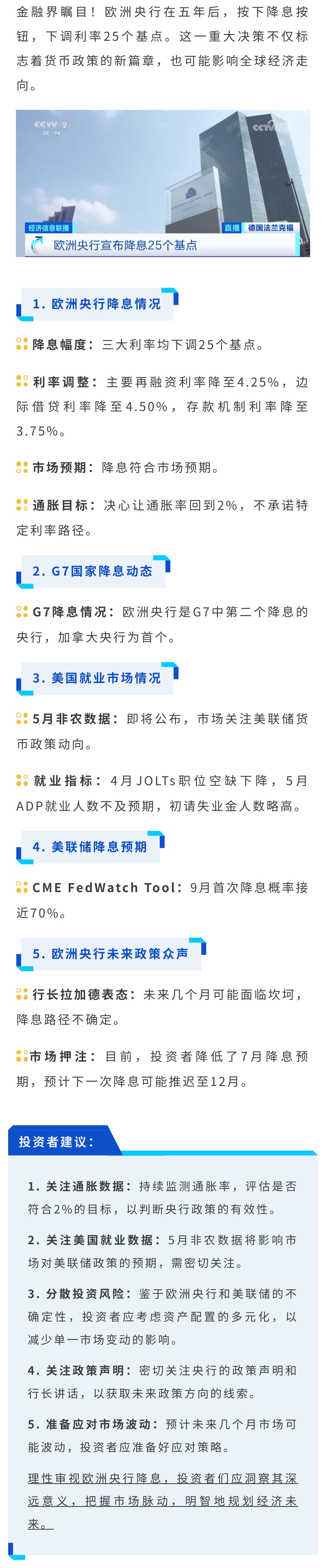 大动作！近五年来，欧洲央行首次降息25个基点(图1)